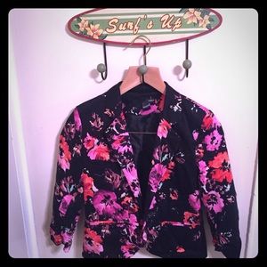 Vintage Floral Aqua Blazer